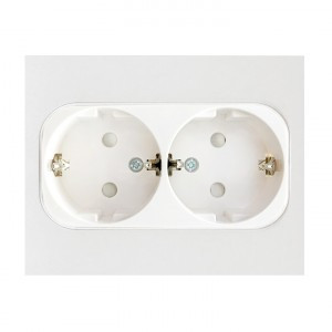 EKF Стокгольм роз. СУ 2 мест. 16А (земля, шторки) белая автоклеммы (корпус PC) EXR16-128-10