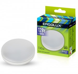 Ergolux GX53 св/д 12W(1140lm) 6500K 6K матовая 74x28 LED-GX53-12W-GX53-6K