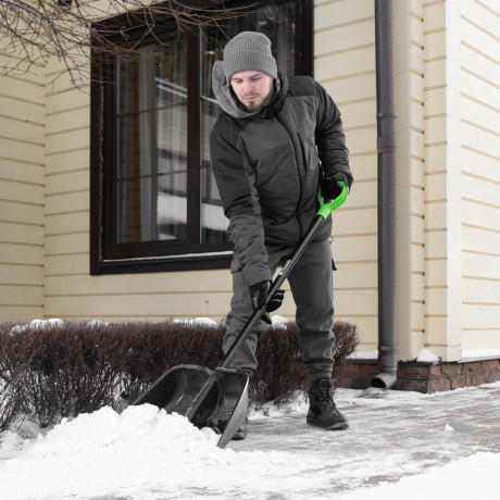 Лопата для уборки снега пластиковая Profi, 550 х 415 х 1405 мм, алюминиевый черенок, Palisad