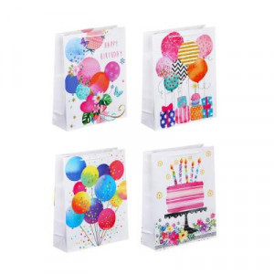 LADECOR Пакет подарочный бумажный, 26x32x9 см, 4 дизайна, С Днем Рождения, арт 1