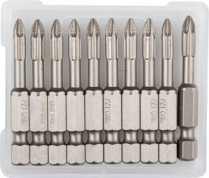 Биты KRAFTOOL "ЕХPERT" торсионные кованые, обточенные, Cr-Mo сталь, тип хвостовика E 1/4", PZ1, 50мм