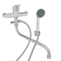 СоюзКран Смеситель для ванны с душем, круглый излив 30см, кер. картридж 35мм, хром, цинк, SK08-S102