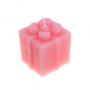 LADECOR Свеча ароматическая в виде подарка 6,5см, парафин, 2 цвета, аромат фрезия  розовый, голубой