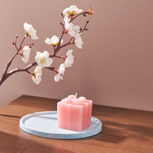 LADECOR Свеча ароматическая в виде подарка 6,5см, парафин, 2 цвета, аромат фрезия  розовый, голубой