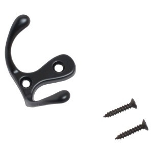 Крючок-вешалка мебельн 2-рожк СТАНДАРТ 002 BL мат.черный Инд. уп. на подвесе (720,60,10!!!)