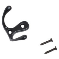 Крючок-вешалка мебельн 2-рожк СТАНДАРТ 002 BL мат.черный Инд. уп. на подвесе (720,60,10!!!)