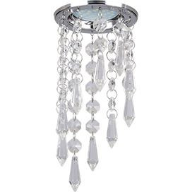 Ecola CR1001 MR16 GU5.3 св-к с хрустал. Подвес под скос Прозр./Хром 210x84 FA16RVECB (10!)