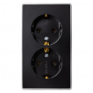 Smartbuy Сириус роз. ОУ 2 мест. 16А (земля) черная SBE-07b-16-S2-Z