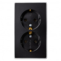 Smartbuy Сириус роз. ОУ 2 мест. 16А (земля) черная SBE-07b-16-S2-Z