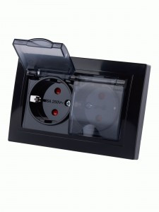 TDM  Таймыр роз. СУ 2 мест. земля шторки, прозр. крышка 16А IP44 антрацит  SQ1814-0877