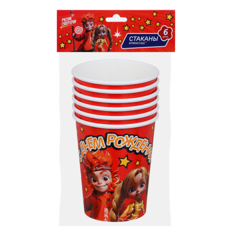 BY Набор стаканов бумажных, 6 шт, 230 мл, С Днем Рождения