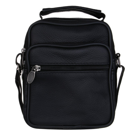 Сумка планшет ЮL Драйв мужская на длинном ремне, 4 отделения, нат.кожа, ПУ, 18х14х8см, черный, МП-23