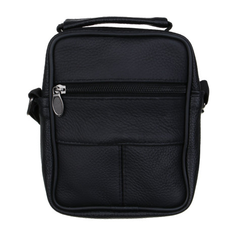 Сумка планшет ЮL Драйв мужская на длинном ремне, 4 отделения, нат.кожа, ПУ, 18х14х8см, черный, МП-23