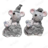 Сувенир Мышь 16см в мех.шубе с мышонком 3515(цена за 2шт) (18)