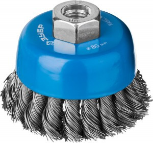 ЗУБР "ПРОФЕССИОНАЛ". Щетка чашечная для УШМ, плетеные пучки стальной проволоки 0,5мм, 80ммхМ14