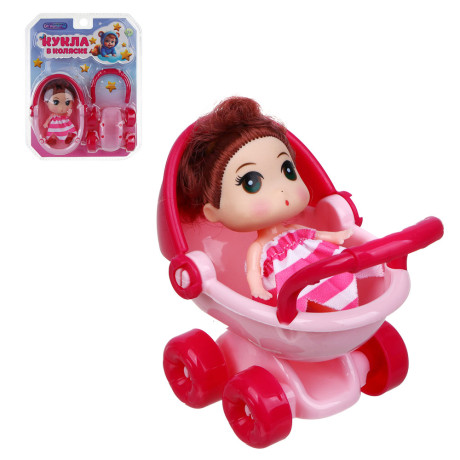 ИГРОЛЕНД Кукла в коляске, PP, PVC, 21х16,5х2 см