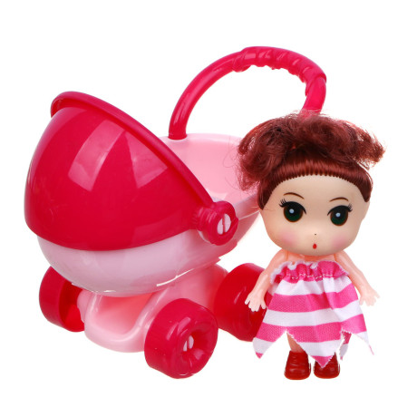 ИГРОЛЕНД Кукла в коляске, PP, PVC, 21х16,5х2 см