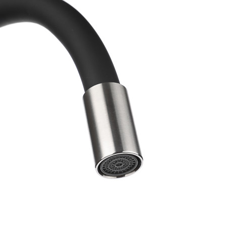 СоюзКран Смеситель для кухни, силиконовый излив, кер. кран-буксы 1/2, черный, нерж.сталь, SS01-С242