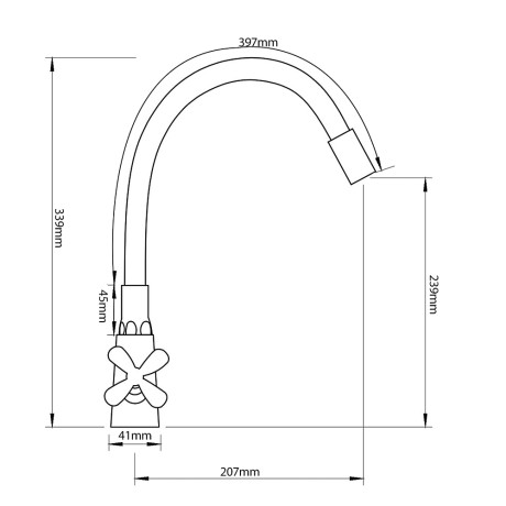 СоюзКран Смеситель для кухни, силиконовый излив, кер. кран-буксы 1/2, черный, нерж.сталь, SS01-С242