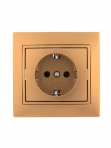 Lezard Мира роз. СУ 1 мест. 16А металлик золото (земля, керамика, корпус PC) 701-1313-122