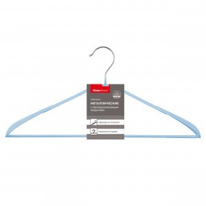 Вешалка-плечики 43см, металл антискольз.покрыт., широкое плечо, Жизель голубой 75023 Master House