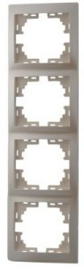 Lezard Мира рамка 4 мест. (б/вст, вертик.) перламутр (PC) 701-3000-154