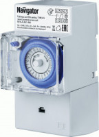 Navigator таймер, суточный, электромех, акк.150ч, шаг 30мин, 16А, на DIN-рейку NTR-A-D01-GR