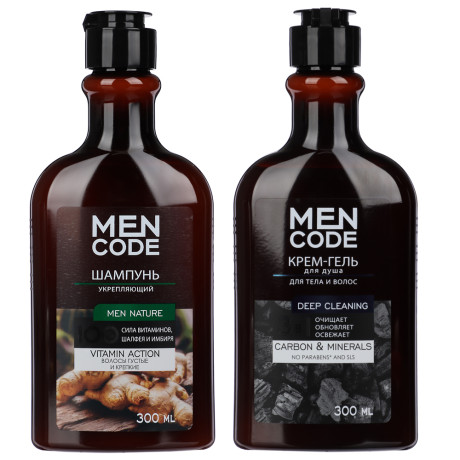 Подарочный набор мужской MEN CODE Открой свою силу: Крем-гель д/душа,300мл+Шампунь д/волос, 300мл