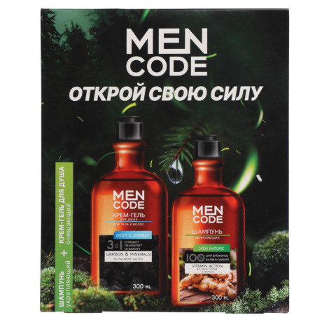 Подарочный набор мужской MEN CODE Открой свою силу: Крем-гель д/душа,300мл+Шампунь д/волос, 300мл