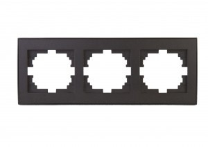 Lezard RAIN рамка 3 мест. гориз. черный графит матовый (PC) 703-4141-148