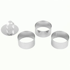 Форма д/выпечки нерж.сталь круг набор 3шт, d=8см, h=4см с крышкой-прессом TORTA 108352 Mallony