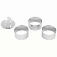 Форма д/выпечки нерж.сталь круг набор 3шт, d=8см, h=4см с крышкой-прессом TORTA 108352 Mallony