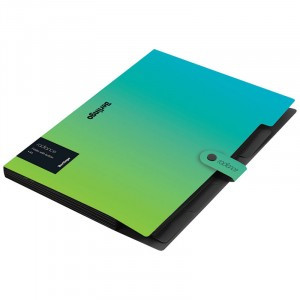 Папка 5 отделений Berlingo "Radiance", А4, 600мкм, на кнопке, голубой/зеленый градиент Арт.327171