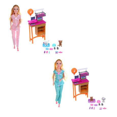 ИГРОЛЕНД Кукла ветеринар 28 см с питомцем и акс., PVC, ABS, полиэстер, 24х7х33 см