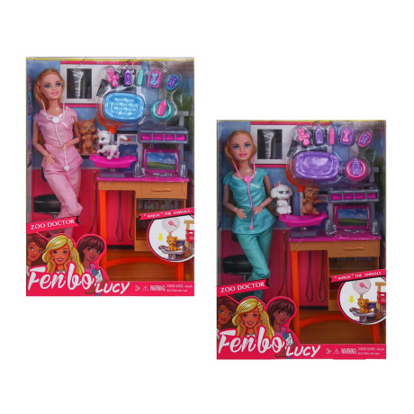 ИГРОЛЕНД Кукла ветеринар 28 см с питомцем и акс., PVC, ABS, полиэстер, 24х7х33 см