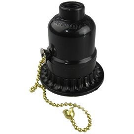 Ecola патрон с кольцом подвесной с выключателем на цепочке E27 Черный AB7SRBEAY (20!)