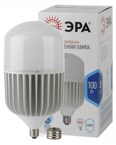 ЭРА лампа св/д станд.высоком. E27/E40 100W(8000lm) 4000K 4K матов POWER T160-100W-4000 140x250 56122