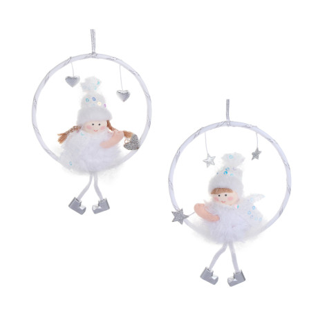 СНОУ БУМ Сувенир елочный Ангелочек 22 см, полиэстер, белый, 2 вида