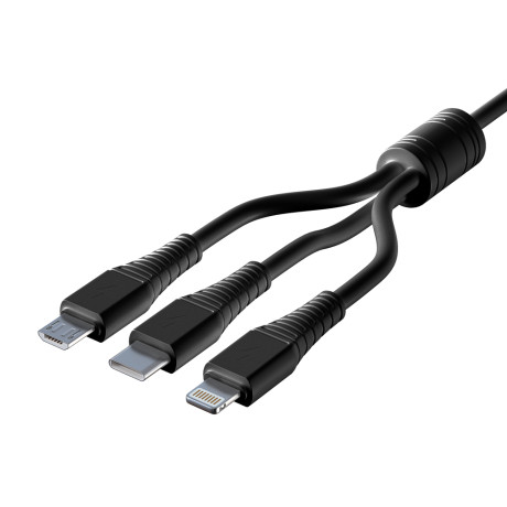 BY Кабель для зарядки 3 в 1 Классика iP/Micro USB/Type-C, 1м, 3A, черный