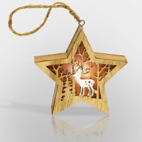 Фигурка  деревянная &quot;Звездочка&quot;,  LED подсветка, 1xCR2032 (не в/к) 24x13x3,6см, Neon-night, 504-022