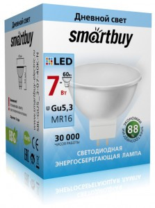 Smartbuy MR16 GU5.3 220V 7W(600lm) 4000K 4K 50x45 пластик SBL-GU5_3-07-40K-N