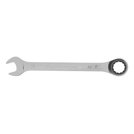 Ключ комбинированный трещоточный, 19 мм, CrV, зеркальный хром Matrix Professional