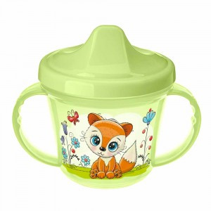 Поильник с ручками и декором 200мл салатовый 43130911051 Бытпласт