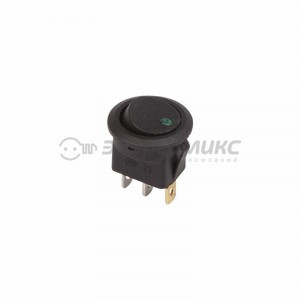 Rexant выкл клавишный круглый 12V 16А(3с)ON-OFF черн.с зелен.подсв.(RWB-215,MIRS-101Е(10!)36-2583