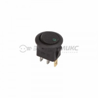Rexant выкл клавишный круглый 12V 16А(3с)ON-OFF черн.с зелен.подсв.(RWB-215,MIRS-101Е(10!)36-2583