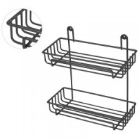 Полка для ванной настенная 2 яруса,ГРАФИТ,29*12,5*30см,металл,термопласт покрытие,310867/ Рыжий кот