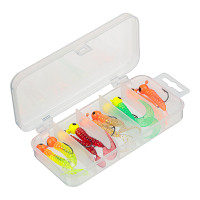 AZOR FISHING Набор джиг головок с твистером 10шт в коробке, разноцветные