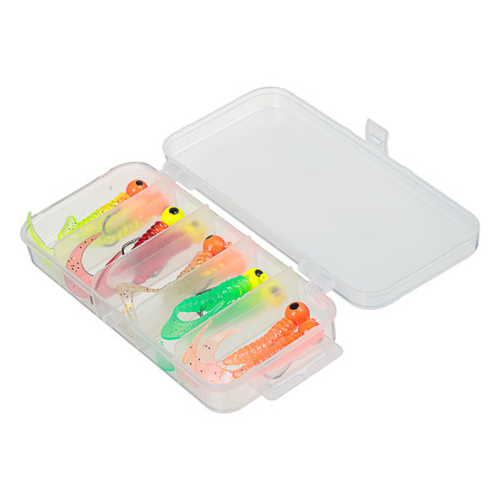 AZOR FISHING Набор джиг головок с твистером 10шт в коробке, разноцветные