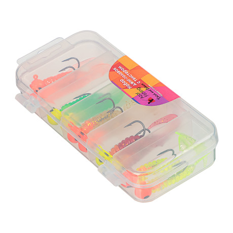 AZOR FISHING Набор джиг головок с твистером 10шт в коробке, разноцветные