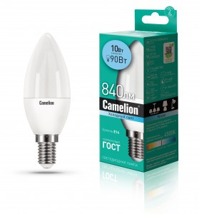 Camelion Свеча E14 10W(840lm 220°) 4500K 4K матов. 107x38 пластик LED10-C35/845/E14